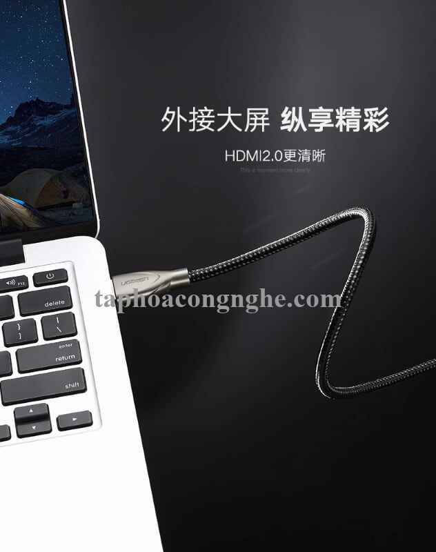 Ugreen 50112 10M màu Đen Cáp tín hiệu HDMI chuẩn 2.0 dây bọc lưới đầu hợp kim cao cấp HD131 30050112